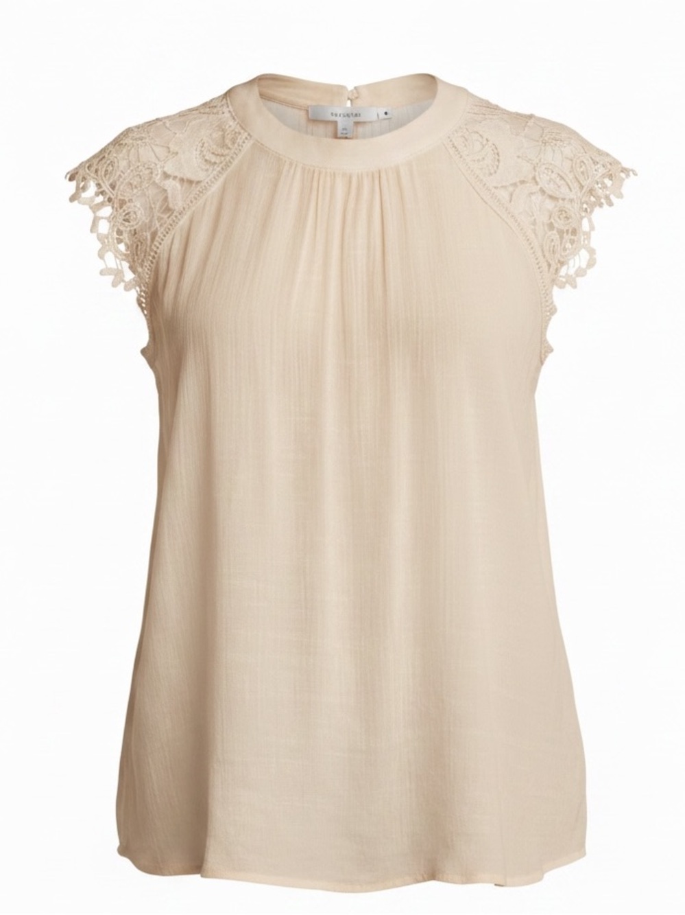 Forgotten Grace Ecru Beige Crochet Top Size XL Rayon Blend